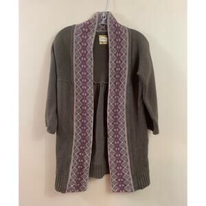 Fossil Fair Isle Trimmed Drape Brown/Purple Sweater Cardigan